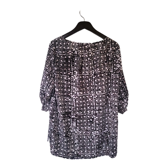 MICHAEL Michael Kors Black & White Geometric Roll Tab Sleeve Blouse M - Picture 6 of 6